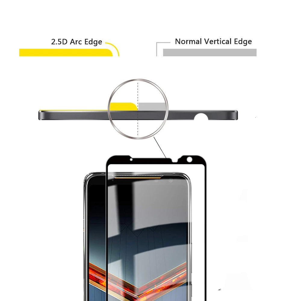 Черное закаленное стекло для Asus ROG Phone II ZS660KL Защитное экрана Phone2 полноэкранная