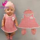 Одежда для куклы 43 см, шерстяная юбка + шапка для куклы-младенца 40 см