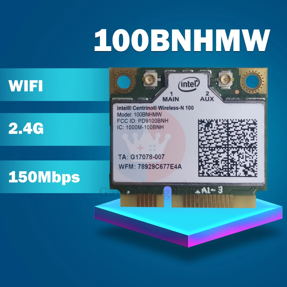 Фото Беспроводная карта Wi-Fi для intel Centrino Wireless-N100 100BNHMW 150 Мбит/с 802.11b/G/N Half Mini PCI-e WLAN |