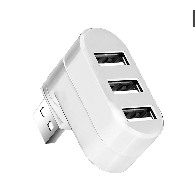 Белый Usb-хаб, вращающийся, высокоскоростной, 3 порта, USB, несколько концентраторов, 2,0, USB адаптер для ноутбука, компьютера, концентратор, USB, несколько карт-ридеров, адаптер - Цвет: Белый