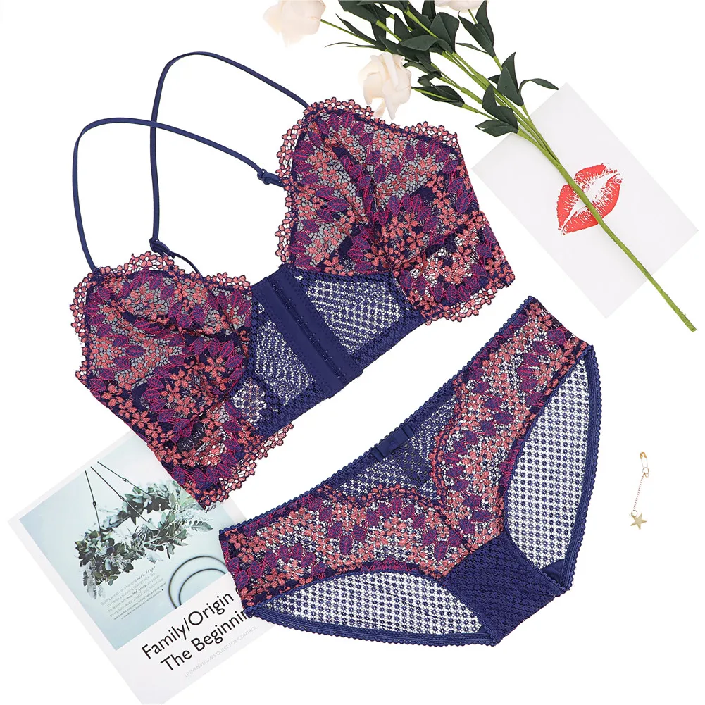 Женский сексуальный комплект с бюстгальтером нижнего белья вышивкой кружевной