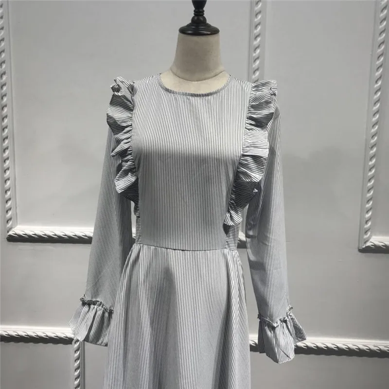 Женское платье с длинными рукавами мусульманское модное оборками большие в