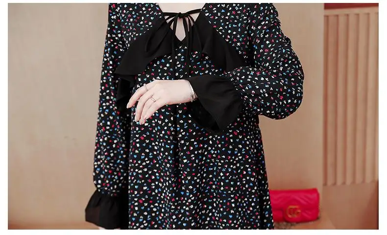 4XL 5XL 2020 весеннее платье размера плюс с принтом в горошек Женская Повседневная
