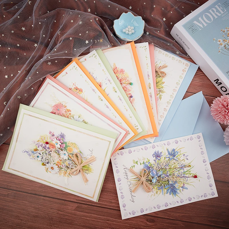 

Mothers Day Cards Gifts Carnation Dried Flowers Greeting Cards Graduation Wedding Anniversary DIY Creative Birthday Card For Mom