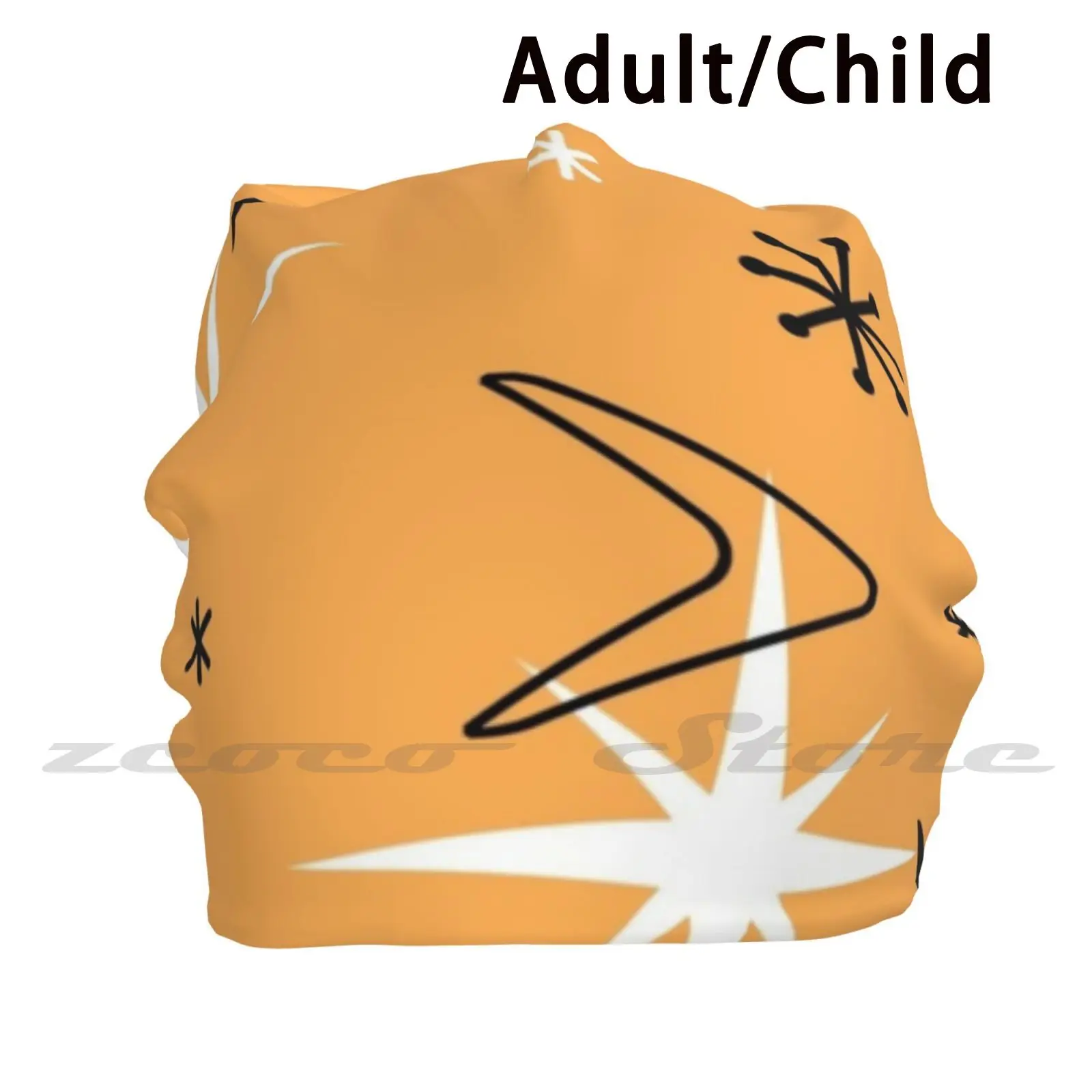 

Винтажная вязаная шапка 1950S Boomerangs And Stars, оранжевая, для взрослых и детей, кепка для уличных видов спорта, дышащая, средневековая, Современная