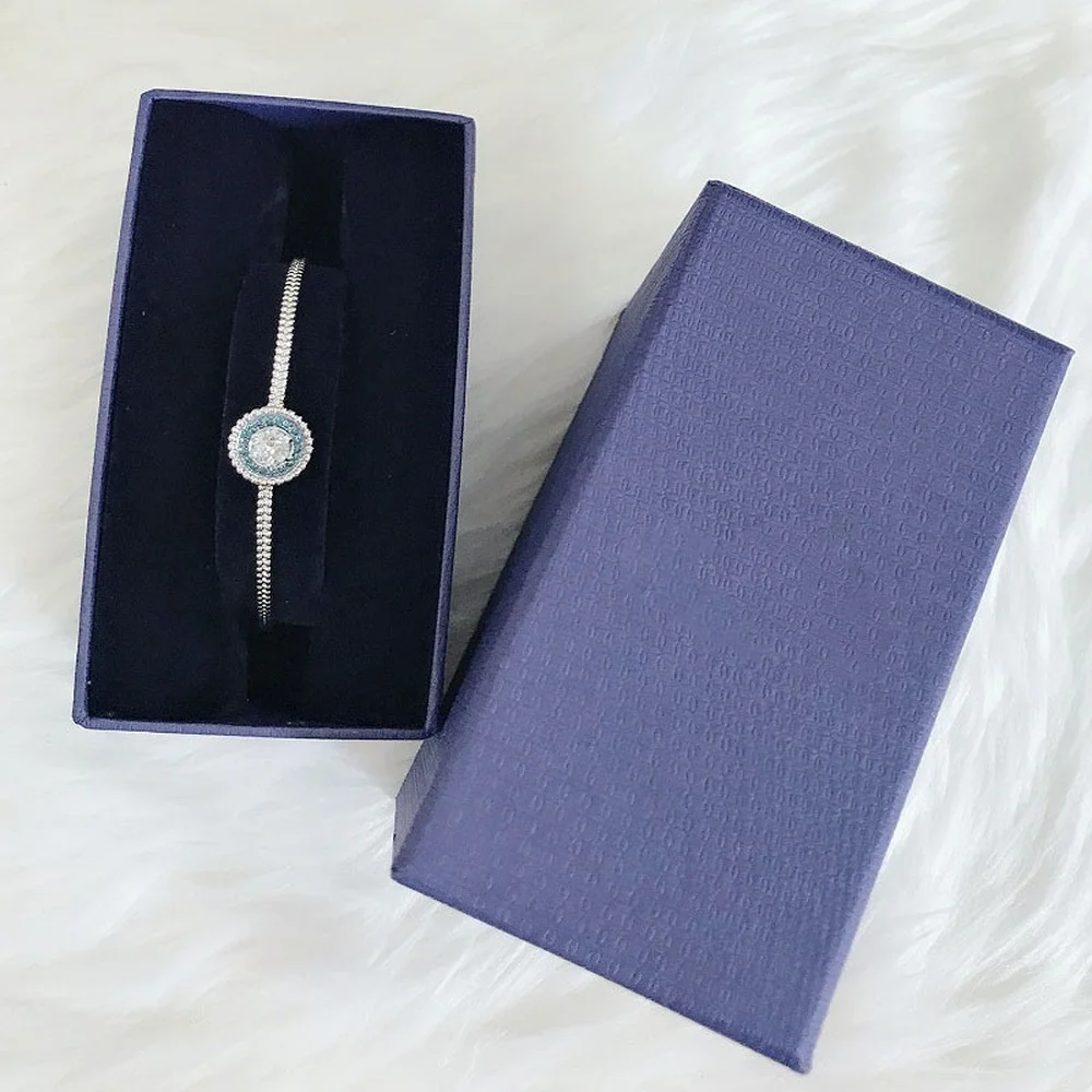 

Original SWA with box 1:1 Mysterious Element Eye Ring Crystal Bracelet Female Crystal Blues Round Bracelet For Women