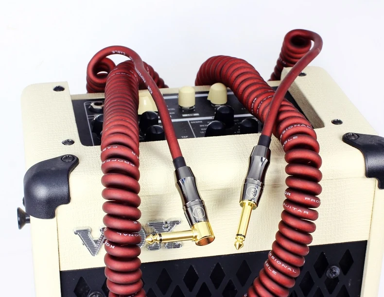 Винтажный спиральный гитарный кабель басовый Электрический пружинный