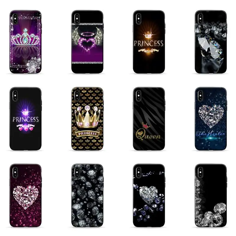 

Diamond Crown Printing Phone Case for iPhone 7 8 11 12 Pro X XS Max XR Samsung A S 10 20 30 50 70 Plus pro funda