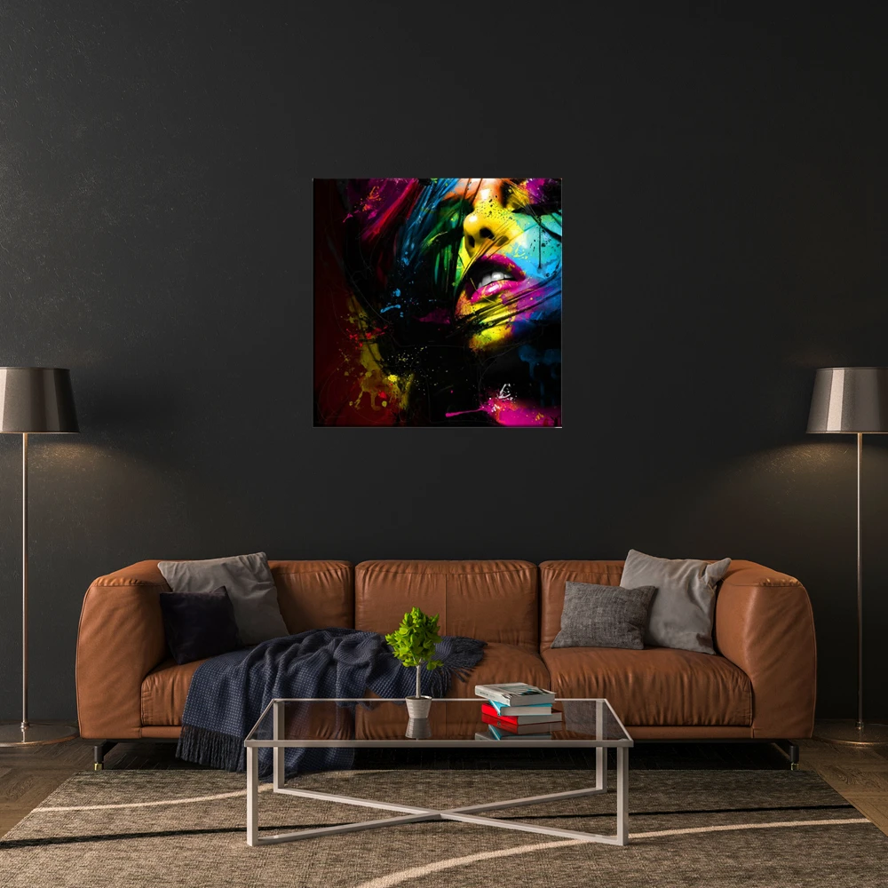 Абстрактный постер пикантная женщина губы красочная картина минотаура холст
