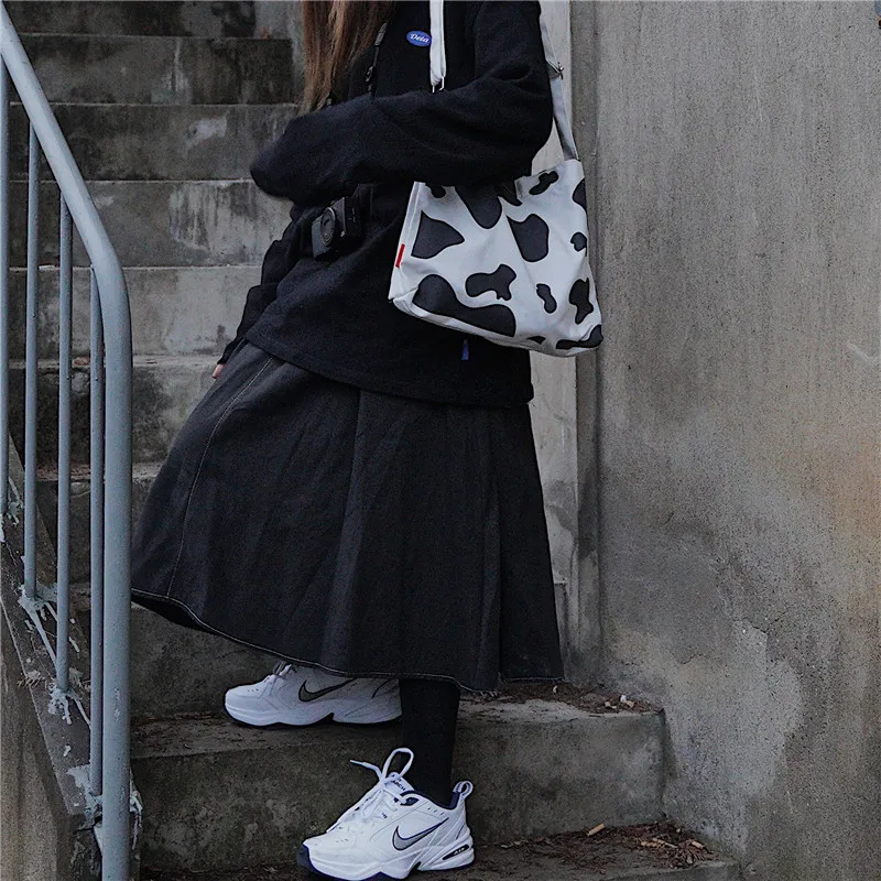 Мультяшная Милая Холщовая Сумка из коровьей кожи Женская вместительная