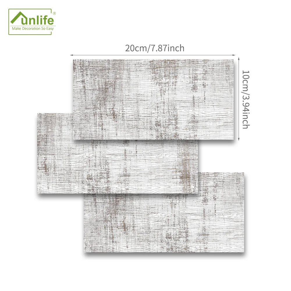 

Funlife White Wood Grain DIY Wall Sticker Waterproof Tile Sticker Decorative PVC Removable Bathroom Kitchen Backsplash Floor