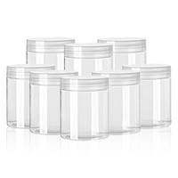 10x food storage jars clear screw lid bottle pot balm crafts plastic container 1 5oz wide mouth plastic jars clear slime