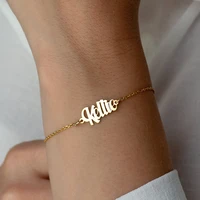 custom name bracelet stainless steel o chain personalized name nameplate bracelet jewelry for women valentines day gift