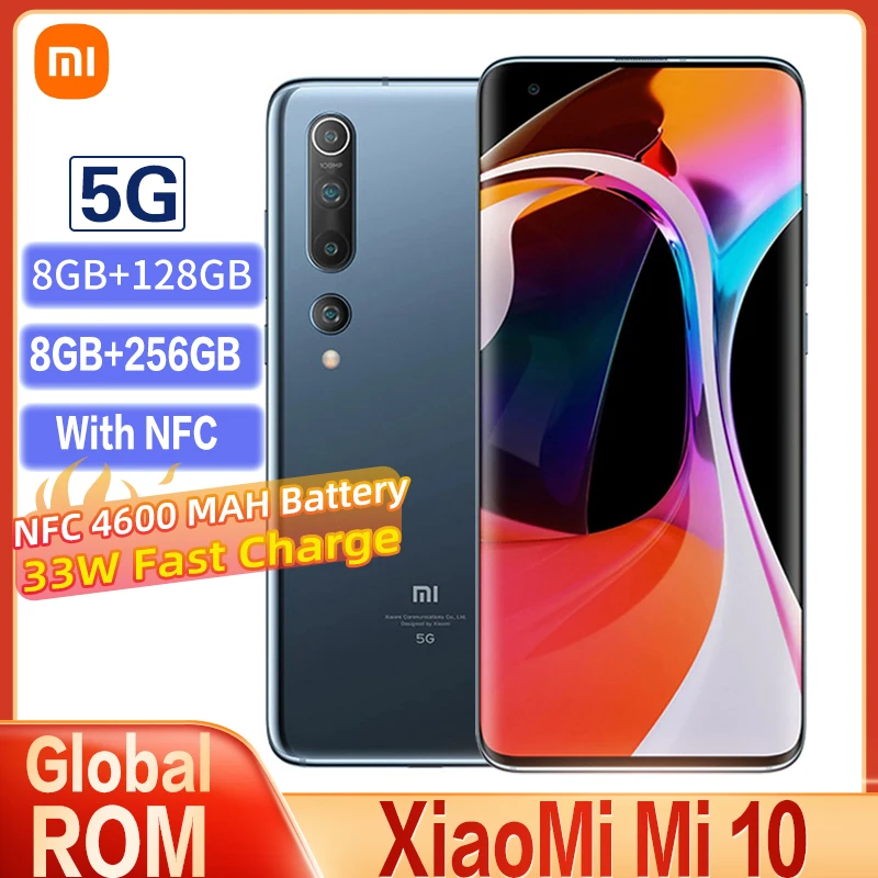 

Смартфон Xiaomi Mi 10, 5G дюйма, глобальная прошивка, 8 ГБ + 256 ГБ, Восьмиядерный процессор Snapdragon 865 X55, 4780 МП пикселей, мАч, NFC, изогнутый экран 90 Гц