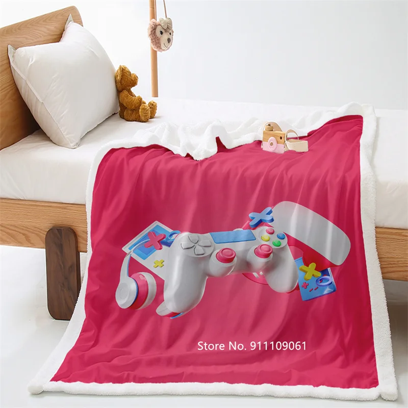 

Game Collection 3D Printed Winter Double Layer Extra Warm Soft Blanket Office Sofa Plush Sheet Quilt Girl Pink Lamb Still Blank