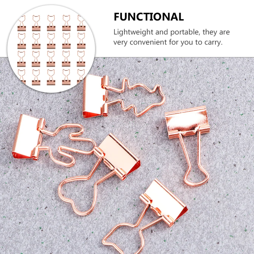 

20Pcs Metal Binder Clips Chic File Clips Office School Binder Clamps (Cat)