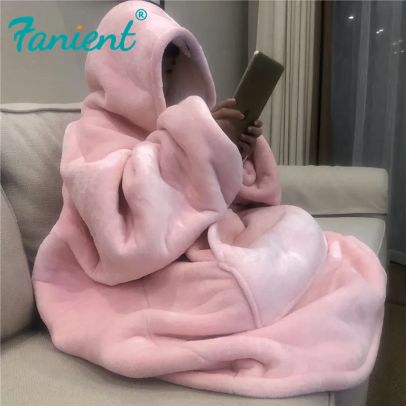 

Winter Thick TV Hooded Sweater Blanket Unisex Lover Women Children Soft Warm Fleece Blankets Hoodies Sweatshirts For Beds Travel