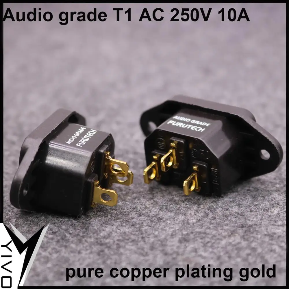 4 шт. XSSH аудио йиво 3 контактный разъем AC 250V 10A Hi Fi Черный Латунь Медь Плакировка