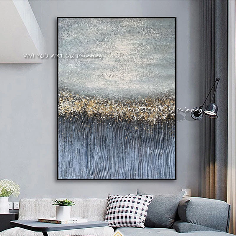 

The High Quality Gold Silver Point Handmade Palette Frameless Oil Paintings On Canvas Wall Corridor Art Picture For Office Decor