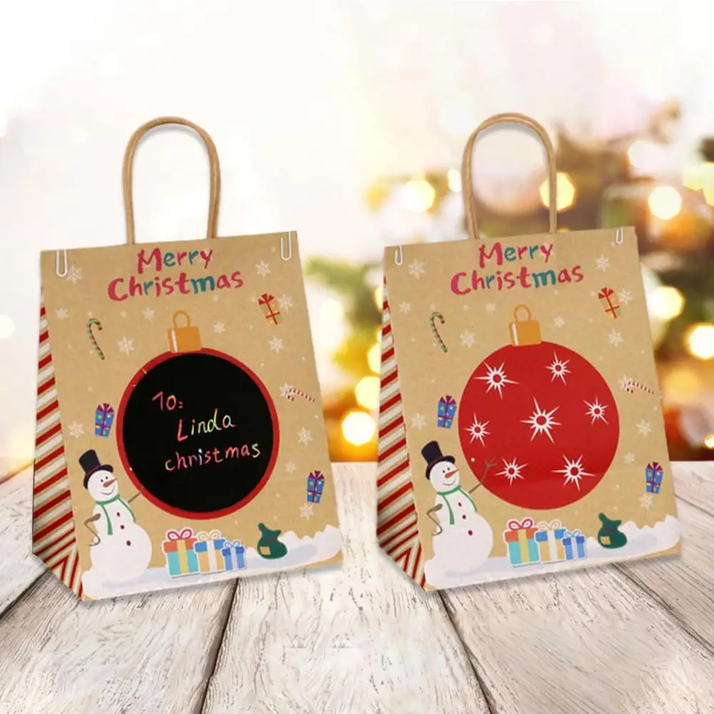 

Merry Christmas Gift Bags Kraft Paper Handbag Bag Xmass Tree Christmas Candy Bag New Year Kids Gifts Christmas Decor For Home