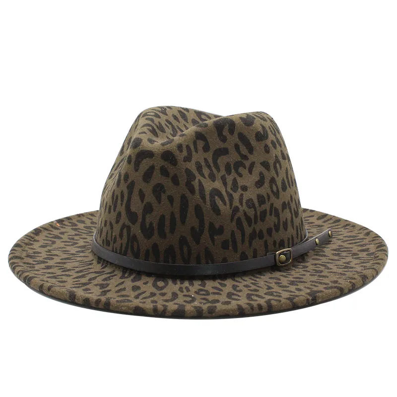 Seioum Unisex Men Women Fedora Hat With Belt Winter Autumn Wool Hat Wide Brim Hat Panama Jazz Hat