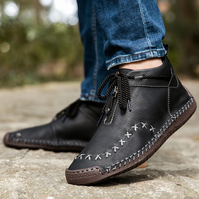

Winter Men's Snow Boots Plush Warm Men's Winter Boots Retro Style Men's Ankle Boots Outdoor Motorcycle Boots Zapatos De Hombre