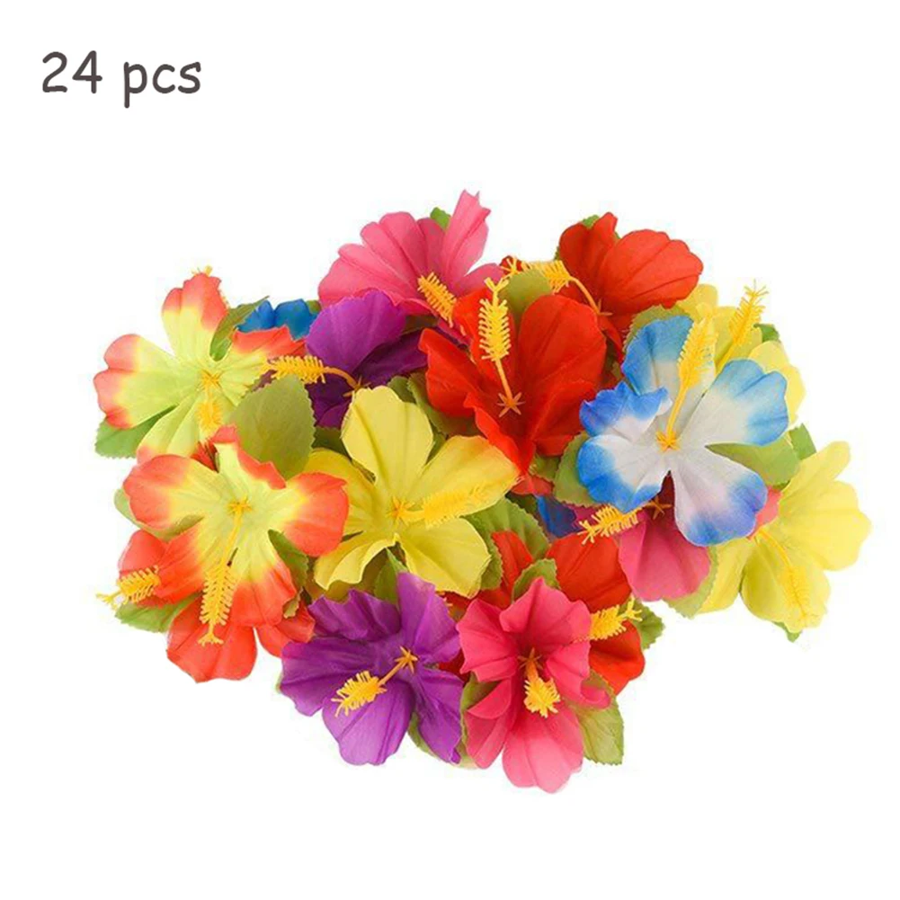24 шт Hibiscus цветы Гавайи вечерние летние Diy декорации Искусственные Hula Девушки