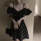 Сексуальное платье в горошек, женское модное мини-платье на бретельках, летние сексуальные платья с V-образным вырезом, вечернее платье для ночного клуба