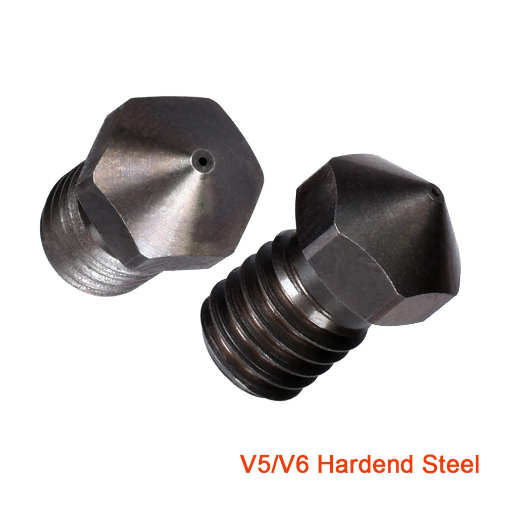 High Quality Hardened Steel V5 V6 Nozzle M6 For 1.75MM Filament Hotend Extrusion PEI PEEK Carbon Fiber 3D Printer Extruder Titan