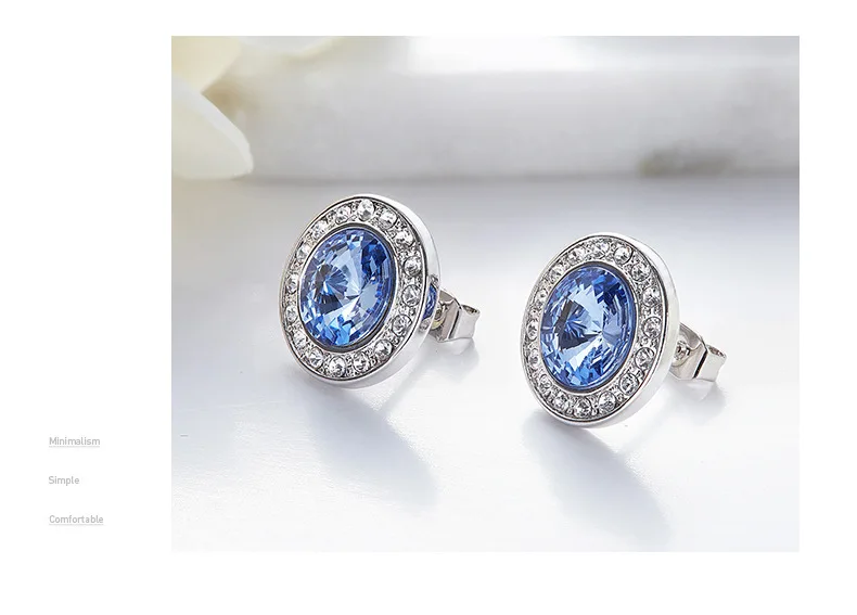 BOSCEN серьги, украшенные кристаллами Swarovski, для женщин, девочек, подарок на день рождения, красочные круглые, хорошее ювелирное изделие, корейский стиль