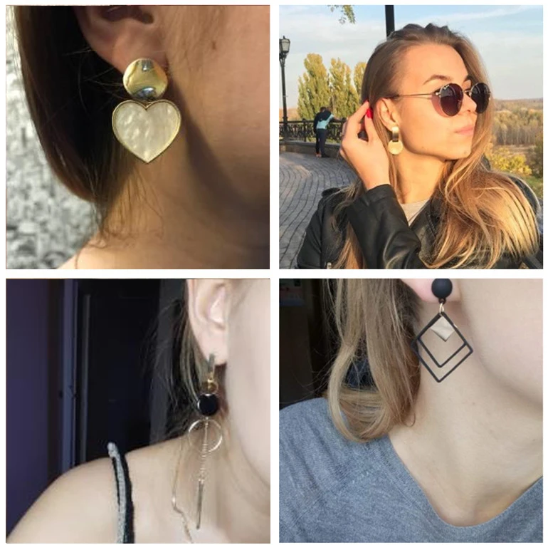 

Fashion statement earrings 2020 large geometric round earrings for women hanging swing earrings modern female earrings jewelry