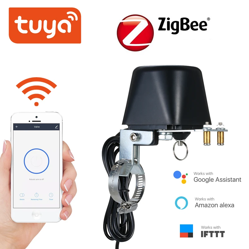 

Умный беспроводной контроллер для газа и воды Tuya ZigBee 2022, автоматический контрольный клапан для умного дома, работает с Alexa,Google