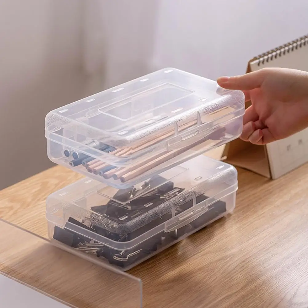 Plastic Transparent Pencil Case Stationery Box Large Capacity Stackable Design Sketch Art Student Simple for School | Канцтовары для