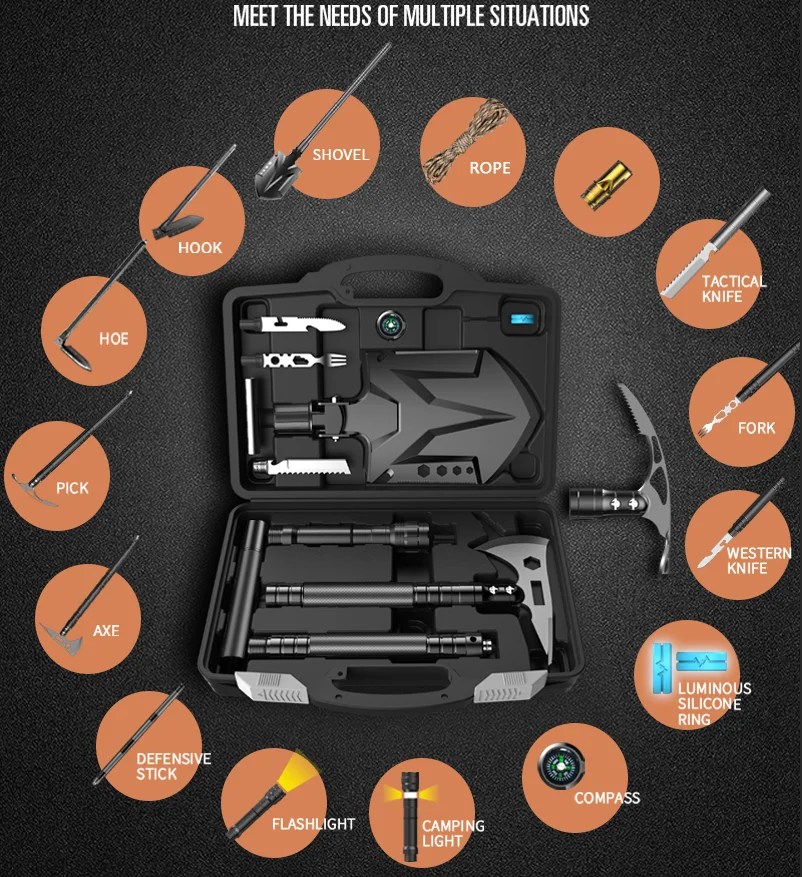 Складная лопата для кемпинга F45 многофункциональный военный топор набор