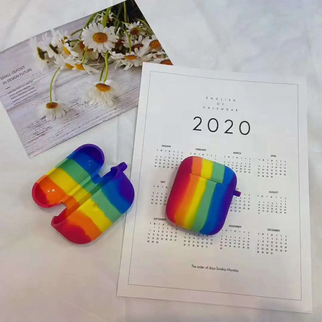 

Rainbow Phone Case for Iphone 11 Pro XS Max XR 6 6s 7 8 Plus X Soft Silicone Case for Airpods 1 2 Pro Earphone Headset Cover