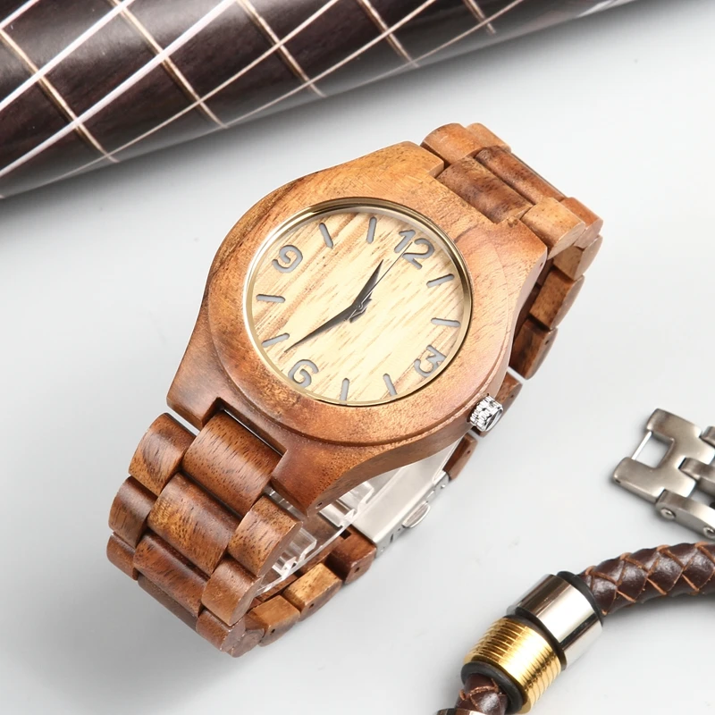 Модные наручные часы полностью деревянные для мужчин ручной работы легкие