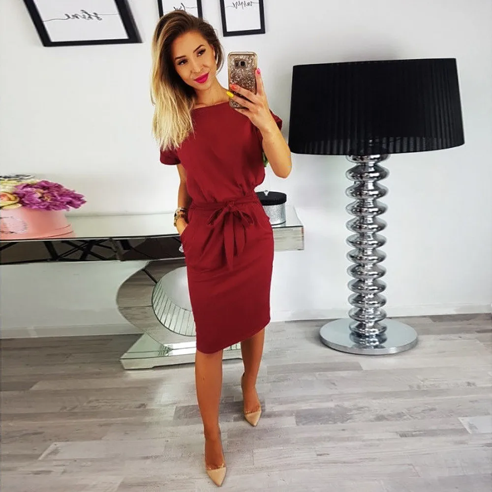 Женское платье летнее с карманами Пляжное повседневное для девушек короткий