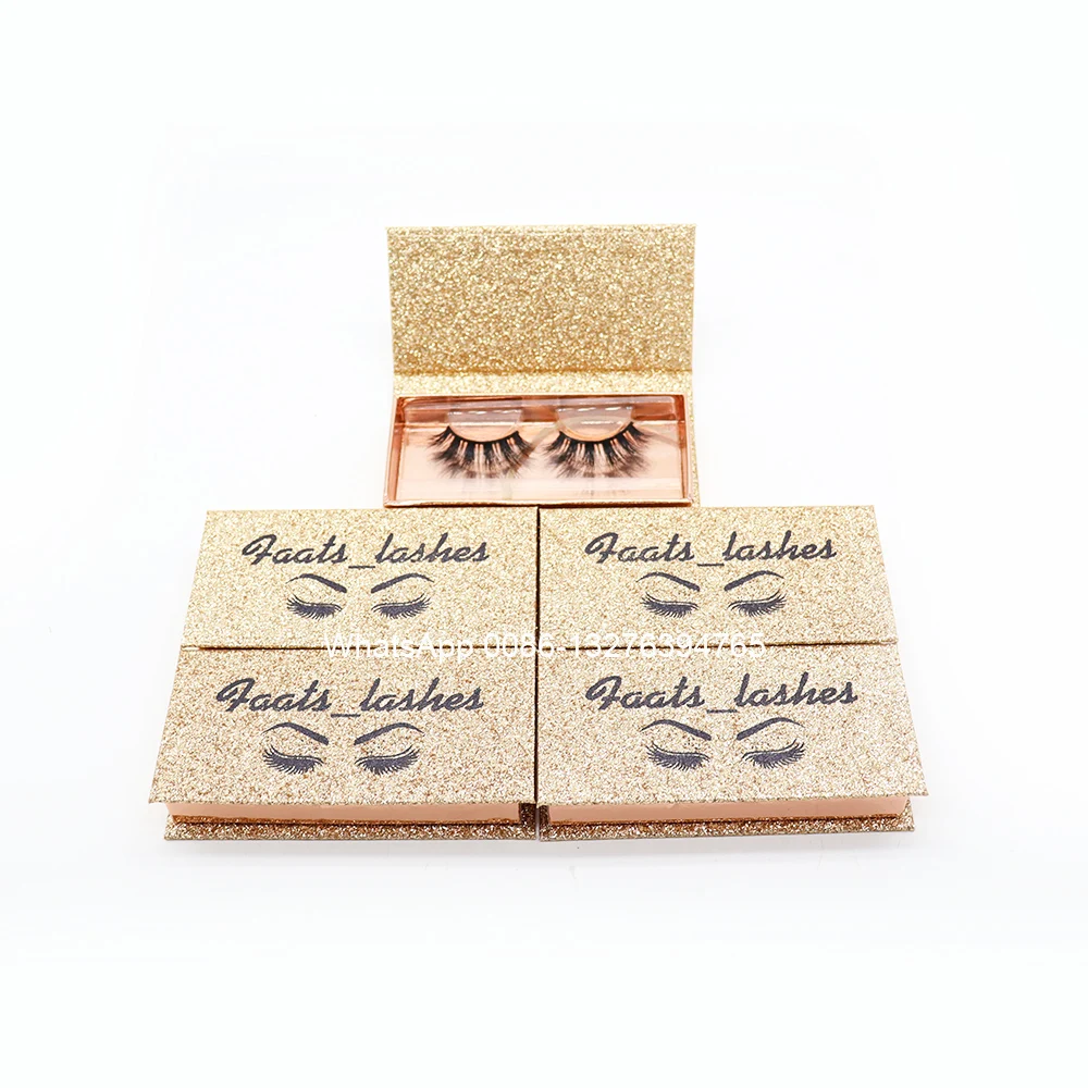 

Rose Gold Glitter Mink Eyelash Packaging Box With Logo Mink Lashes Wholesale With Case Custom Lashbox With Logo Lash Vendor