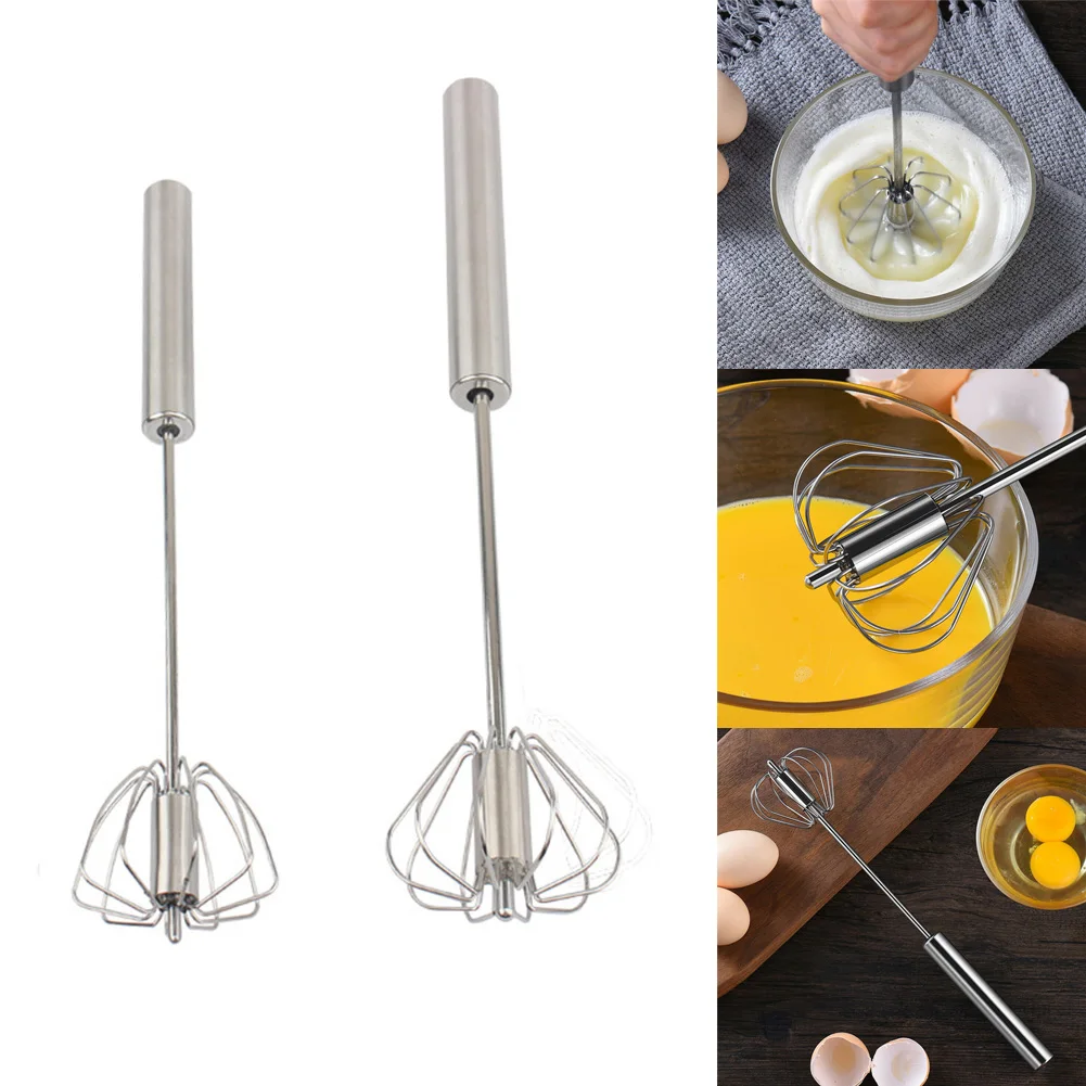 

Egg Beater 304 Stainless Steel Egg Whisk Manual Hand Mixer Self Turning Egg Stirrer Kitchen Accessories Egg Tools 27*5.5cm