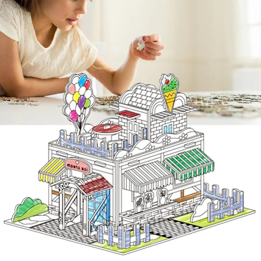 

Cardboard Playhouse 3D Puzzle Jigsaw DIY Art Craft Children Puzzle Paper Toys Mini Building Assembly Model Educational Toy