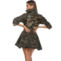 haoohu 2020 winter new womens coats fashion trends sexy casual camouflage sequined long sleeve sashes slim elegant long coats