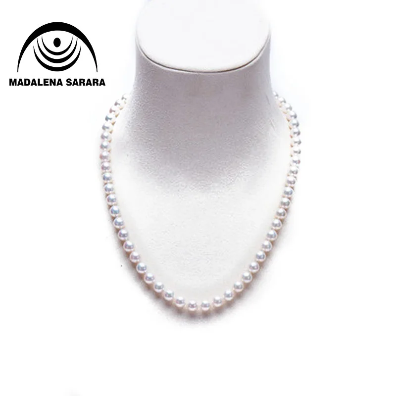

MADALENA SARARA Single Row Elegant Princess Luxury Style AAAA 8-9mm Round Freshwater Pearl Necklace
