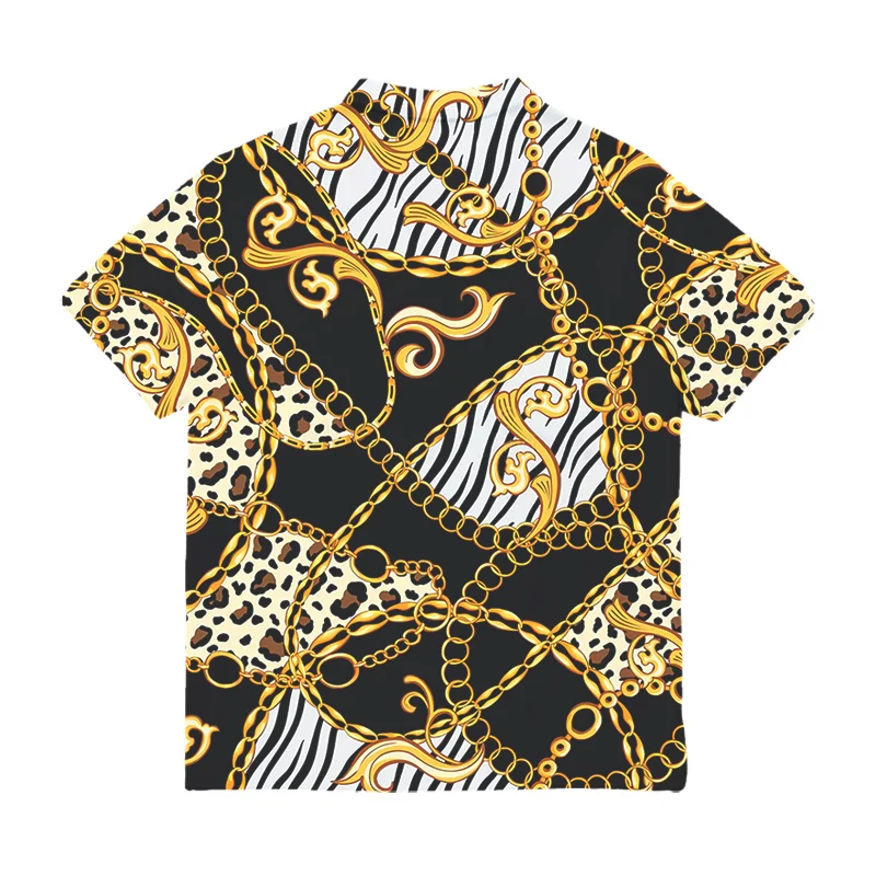 IFPD New Style Golden Chain Short Sleeve Shirt 3d Print Unisex Luxury Top Casual Spring/summer Baroque Plus Size Streetwear 5XL
