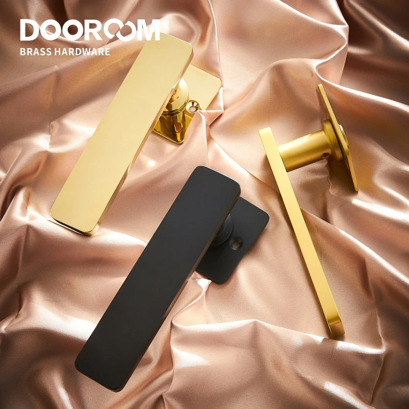 Дверной рычаг из латуни Dooroom ультратонкий бесшумный современный черный золотой