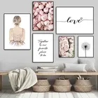 Девушка стены искусства холст картина Роза Одуванчик любовь Цитата скандинавские плакаты и принты настенные картины для гостиной Декор HD2947