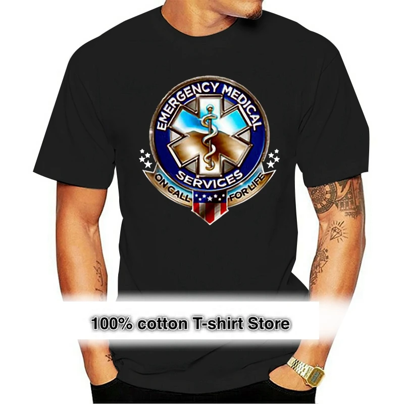 

EMS EMT SHIRT EMERGENCY MEDICAL SERVICES EMT T SHIRT PARAMEDIC FLAG TEE S-3XL Double Side
