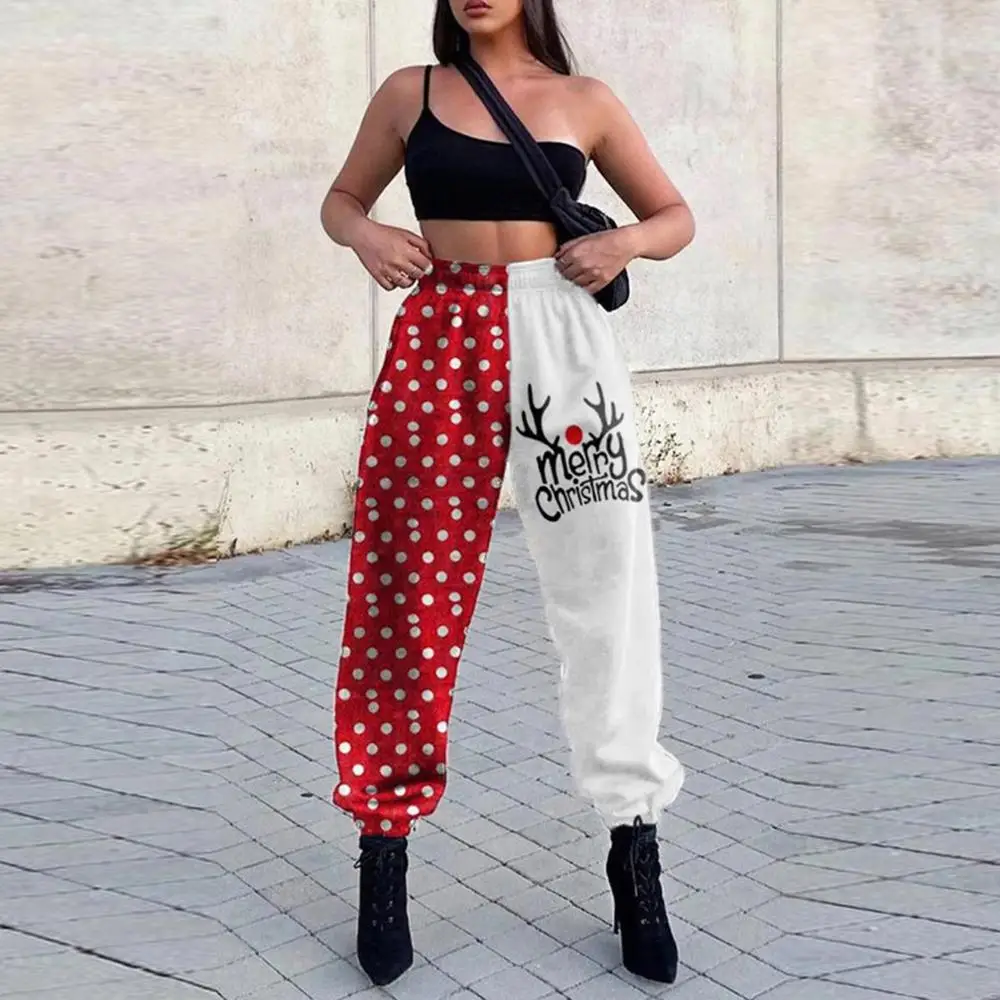 Новые модные брюки для бега женские мешковатые спортивные с рождественским