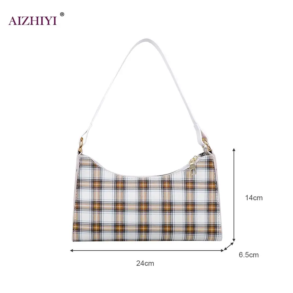 

Vintage Plaid Leather Women Handbag Tote Female Korean Underarm Shoulder Bag Classic Elegant Crossbody Shoulder Bag