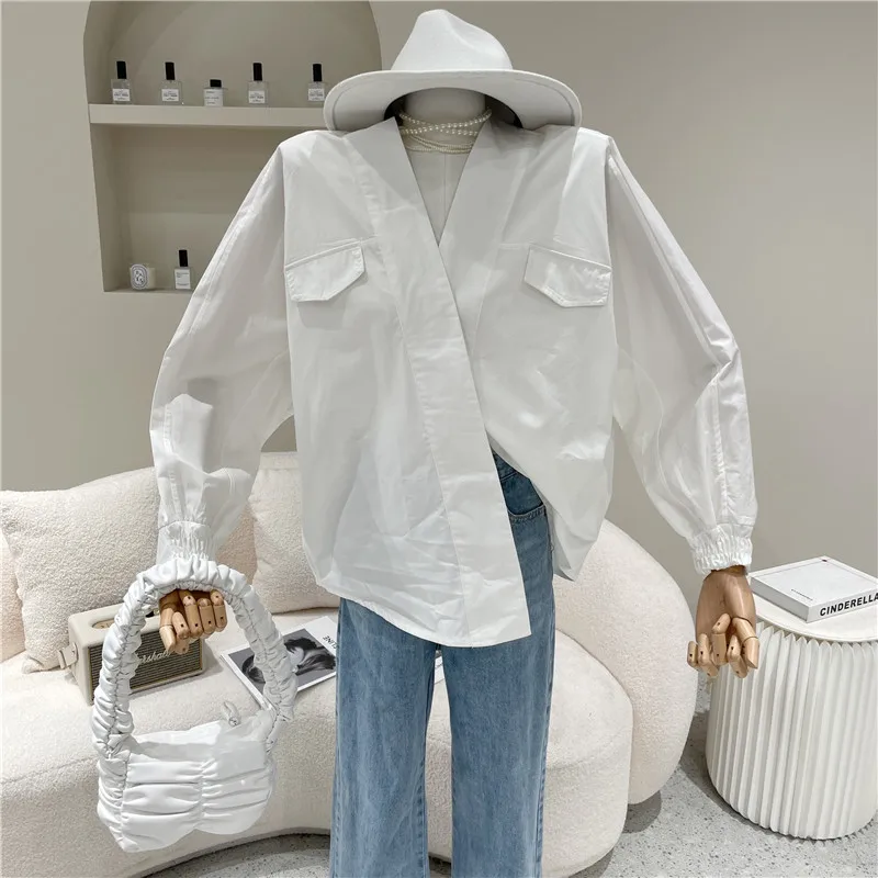 

NewWomen's Spring Summer 2021 Fashion One piece sleeve solid shirt Versatile design and loose shirt