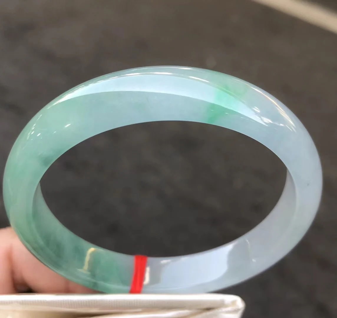 

Natural Myanmar jadeite bangle flat bar real jadeite bangle natural green jade stone for woman temperament bracelets 58mm 129